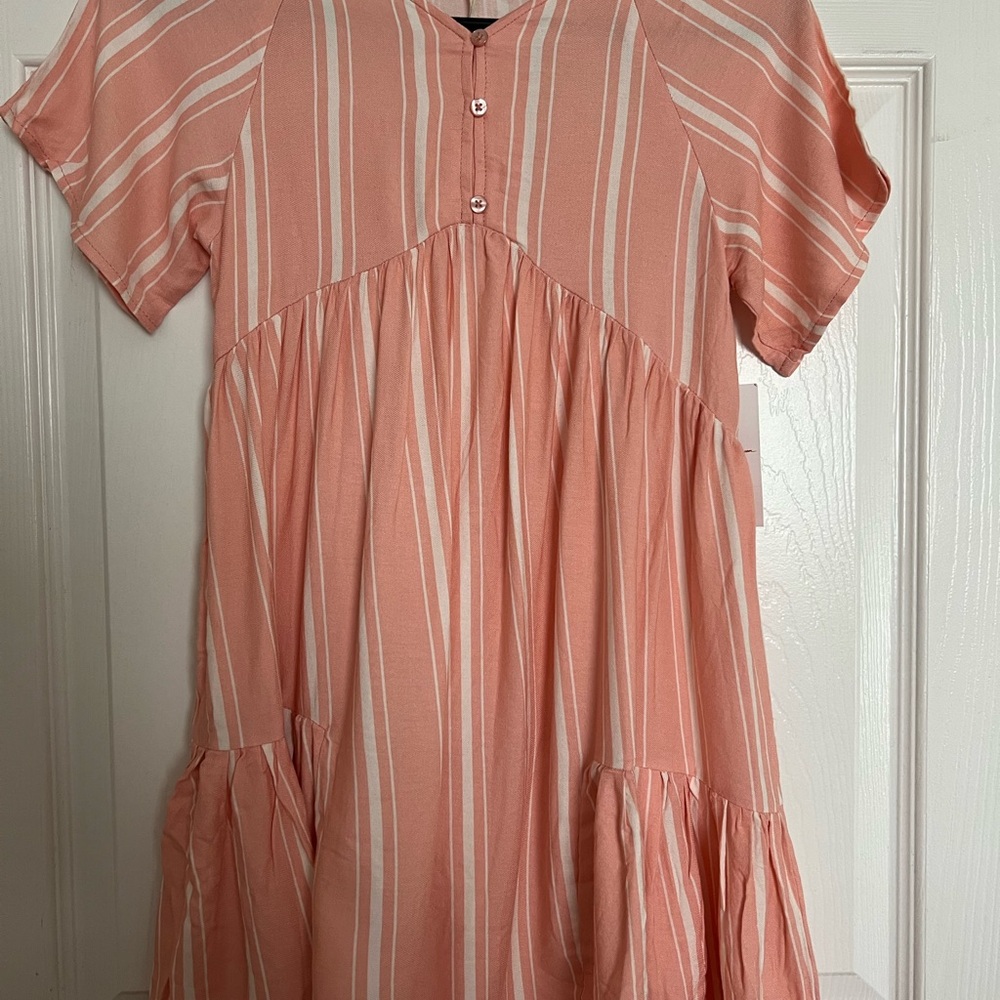 Jessica Simpson Pink and White Tiered Sundress
